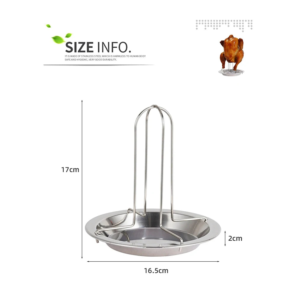 New Chicken Roaster Rack Stainless Steel Roasting Grill Stand Kitchen Outdoor BBQ Tools Non-stick Grilled Chicken Plate