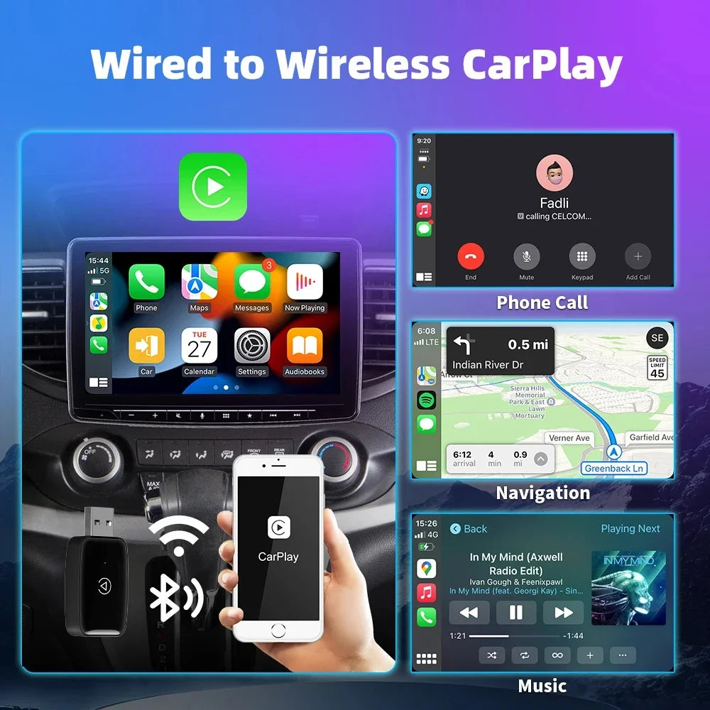 Mini CarPlay Box For Audi Mercedes Volvo Volkswagen Support Bluetooth Wireless Android Auto Connection Charging Siri IOS15