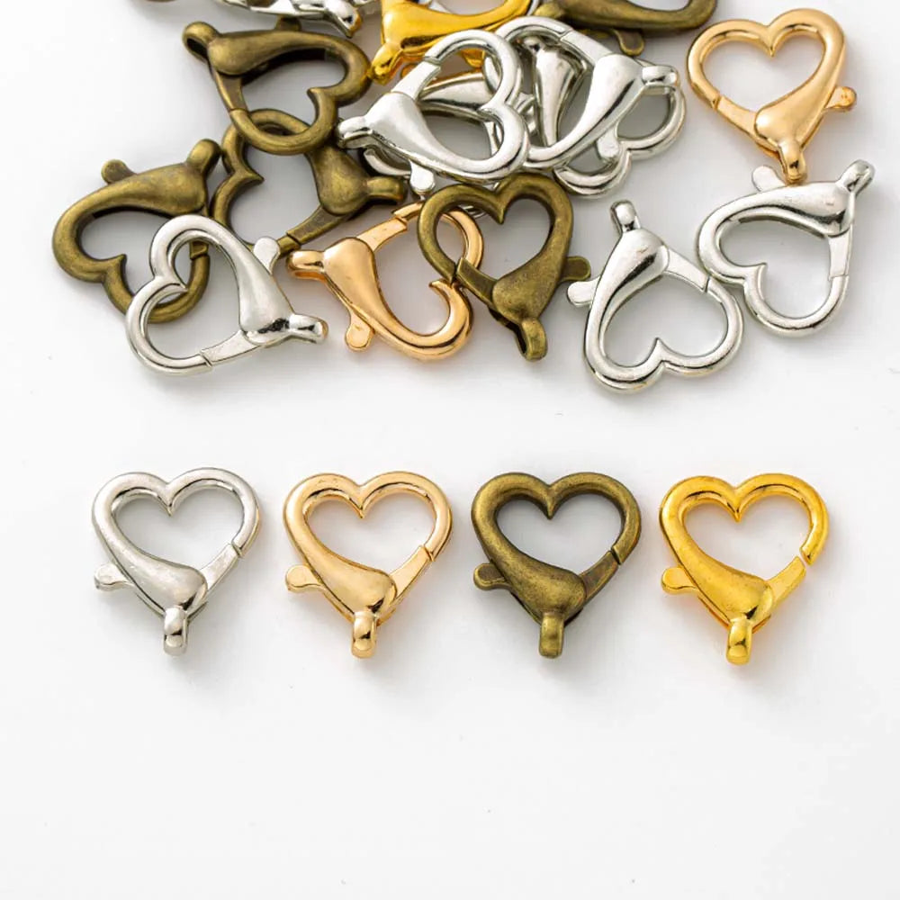 10pcs 22x26mmHeart Lobster Clasp Hook for DIY Keychain Jewelry Key Ring Craft Making Supplies Accessories Findings Material