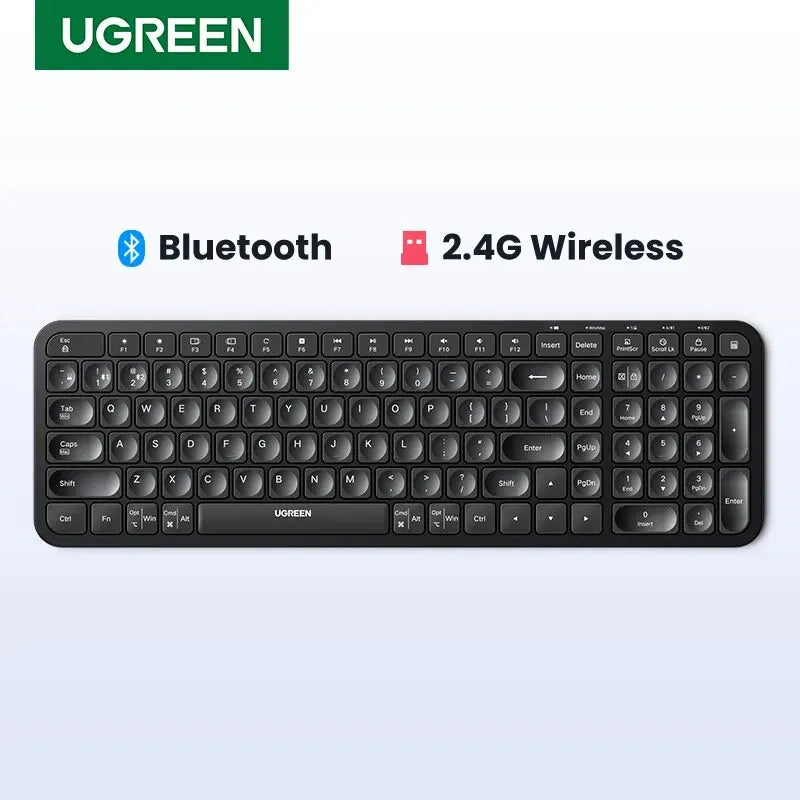 UGREEN Keyboard Wireless Bluetooth & 2.4GHz English Keycaps US Layout for Laptop MacBook iPad PC Tablet Bluetooth Keyboard