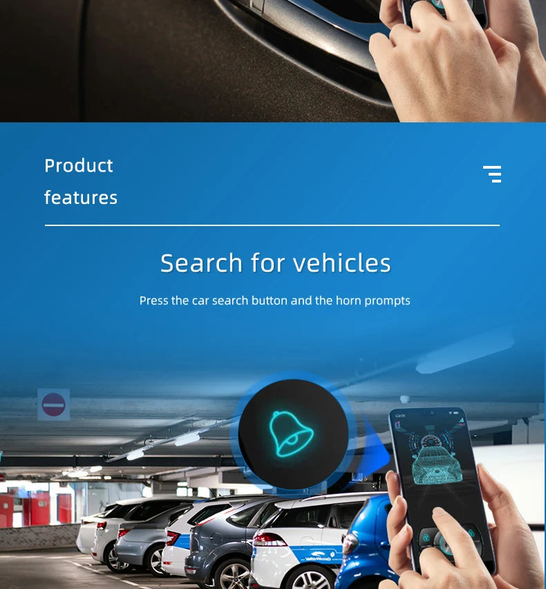 Universal Car Push Button Start Stop Keyless Entry Starter System Cell Phone Bluetooth APP PKE Remote Control Ignition Car Alarm