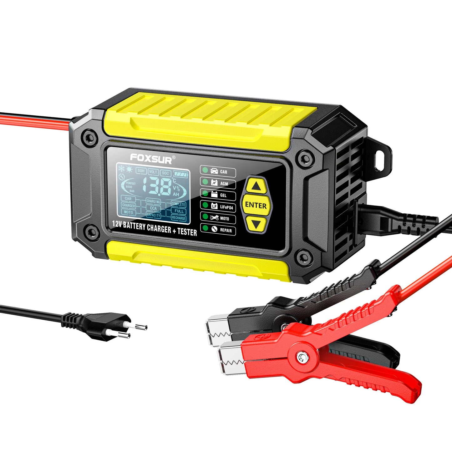 New 2in1 Smart Car Battery Charger System Tester Car Motorcycle Battery Analyzer For Lead Acid AGM GEL Lithium LiFePo4 Batteries