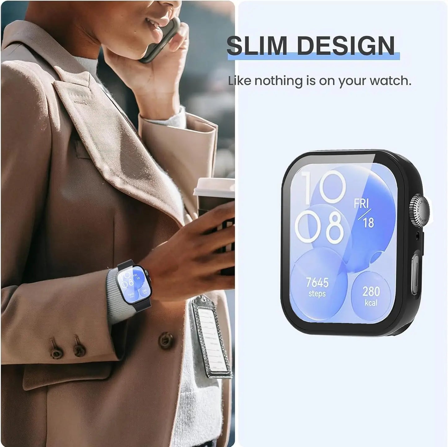 Tempered Glass+ case For Huawei Watch Fit 3 Cover All-Around PC Bumper Screen Protector cases For Huawei Watch Fit 3 accesorios.