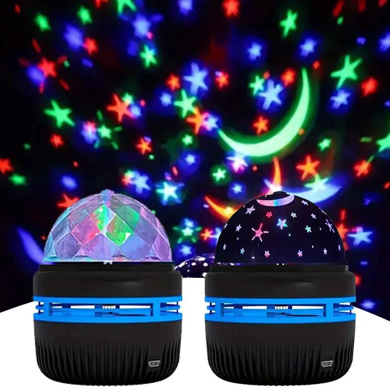 Colorful Starry Sky Party Lamp USB Christmas LED NightLights Auto Rotate Magic Ball Moon Galaxy Home Atmosphere Light Kids gifts