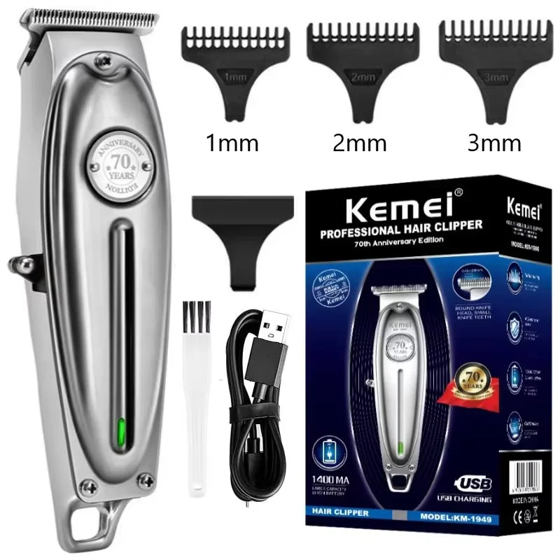 Kemei KM-1949 Pro electric barber full metal professional hair trimmer for men beard hair clipper finishing hair cutting machine