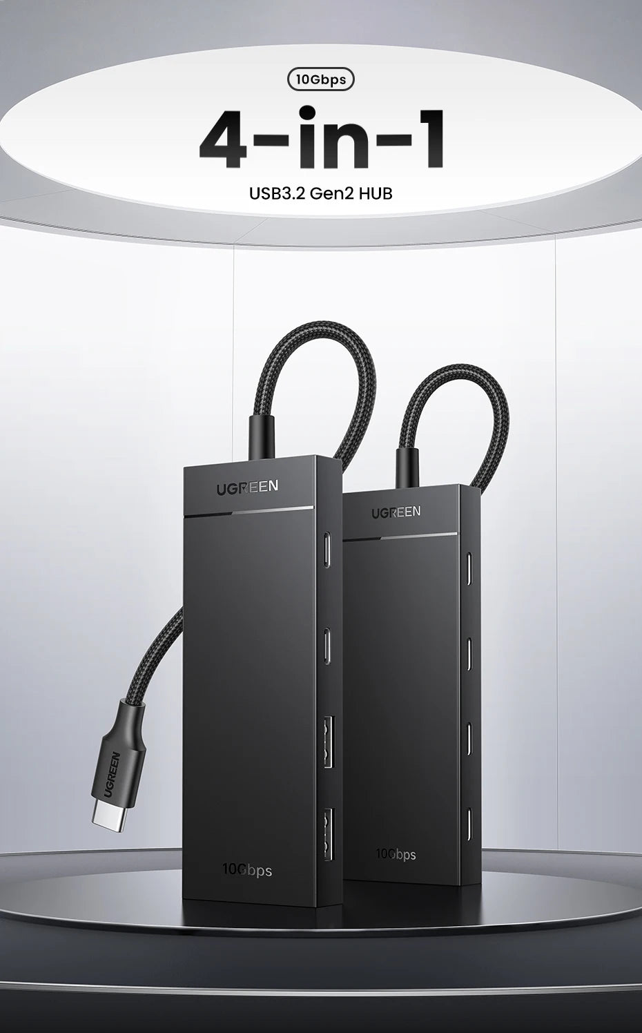 UGREEN USB C HUB 10Gbps Type-C 3.2 Gen2 USB Splitter USB C USB A Hub 4 USB Port 3.2 for MacBook Pro Air Type C Multiport Adapter