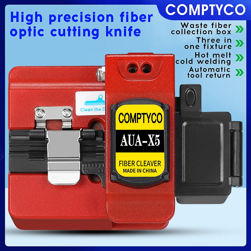 COMPTYCO AUA-X5 Fiber cleaver Cable Cutting Knife FTTT Fiber Optic Knife Tools cutter High Precision Cleavers 16 surface blade