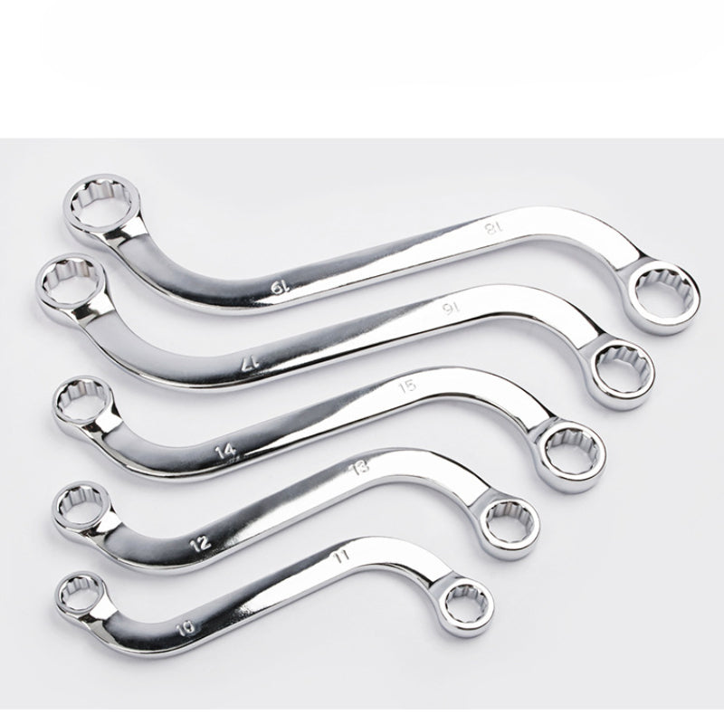 Allsome 5Pcs S Type Double Ended Allen Wrench 140-240MM Combination Ring Spanner Plum Plate Curved Machine Fastener Repair Tools