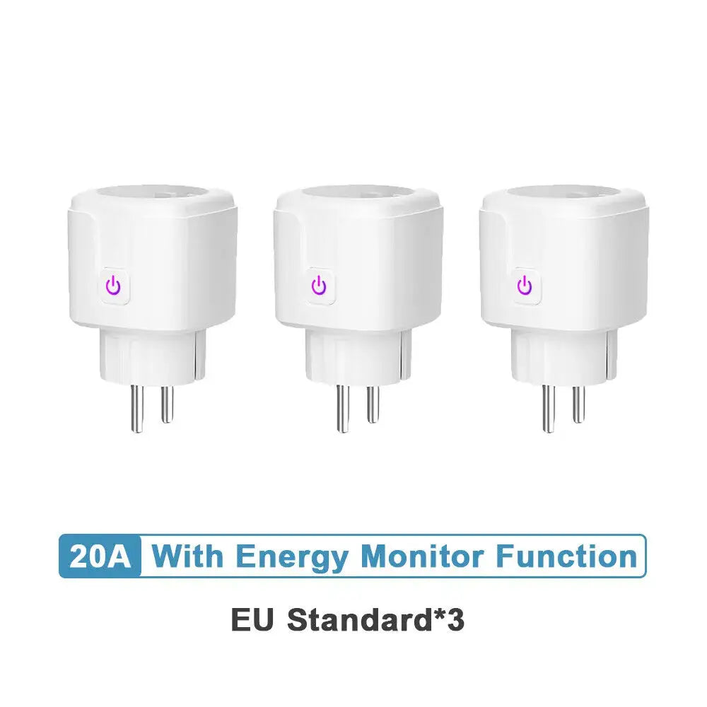 Smart Socket EU 16A 20A AC100-240V Tuya Wireless Wifi Plug Power Monitor Timing Outlet Smart Home Voice Control for Alexa Google