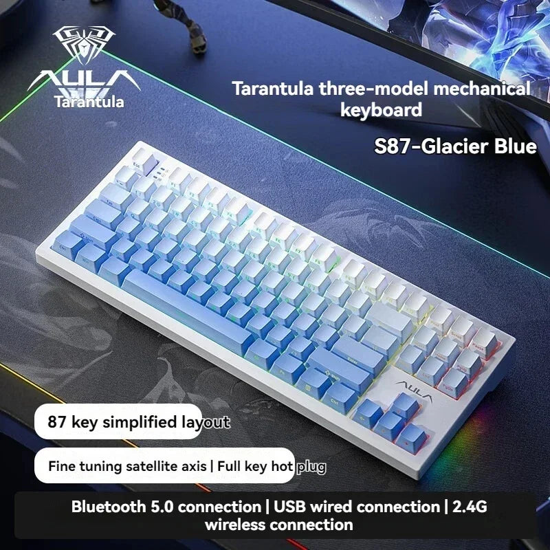 AULA S87Pro Gaming Mechanical Keyboard Wireless Bluetooth Keyboard Tri-mode RGB Hot Swappable Customized Games Accessories