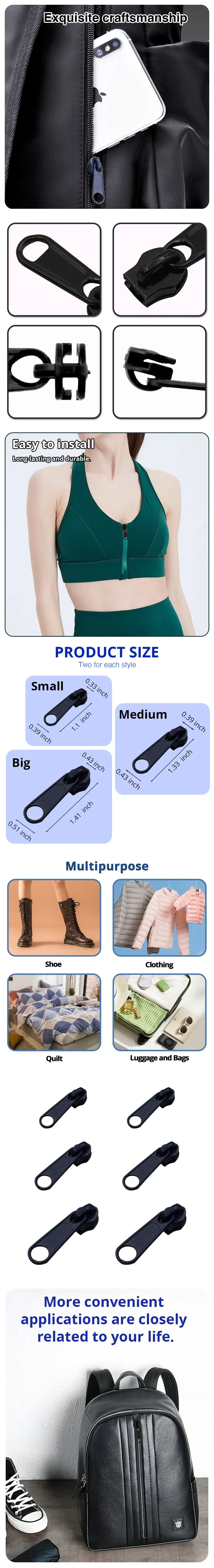 6pcs Hot Fix Zipper Head Universal Kit Replacement Instant Repair Fix A Zipper Convenient Useful Home DIY Tool