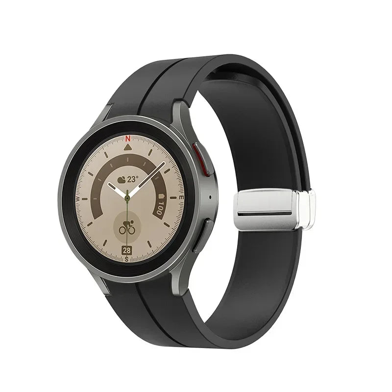No Gap Soft Silicone Strap For Samsung Galaxy Watch 7 6 5 4 40mm 44mm Breathable Magnetic Wristband Watch 6 4 Classic/5 Pro 45mm