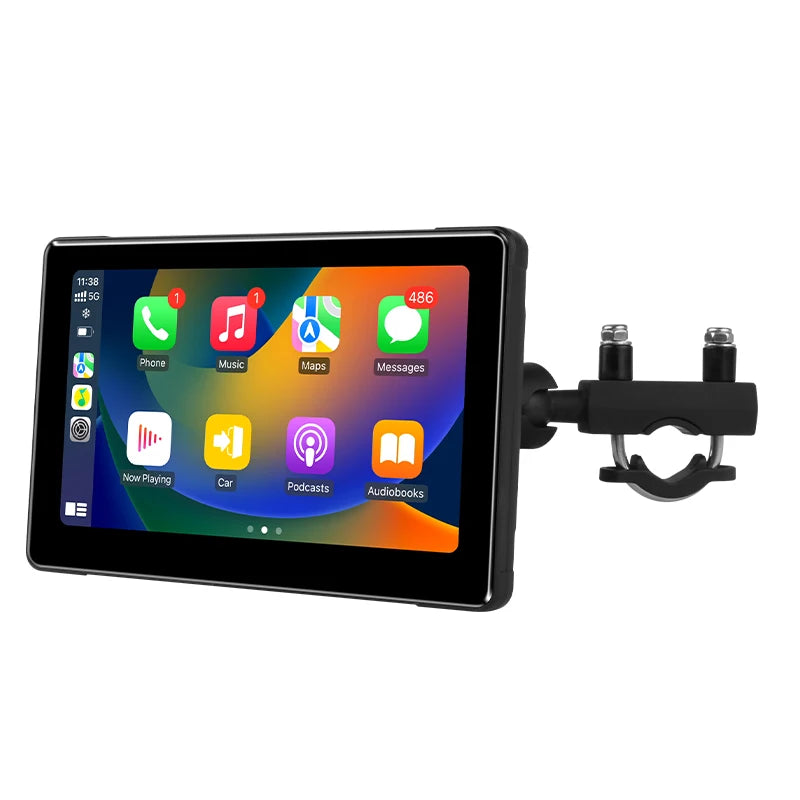 Srnubi 7 inch Portable Motorcycle DVR LCD Display GPS IPX7 Waterproof For Wireless Apple CarPlay Android Auto Airplay Monitor