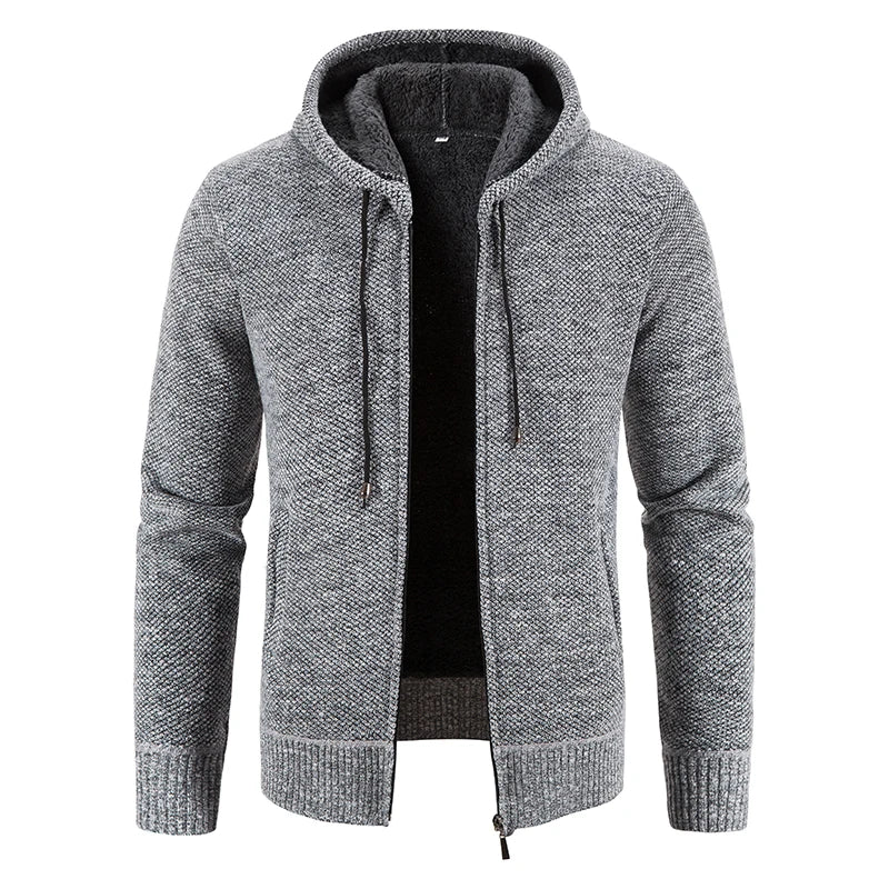 Men's Fleece Warm Knit Sweater Cardigan Hooded Jackets Fleece Warm Casual Jackets Autumn Winter Sweaters Coats