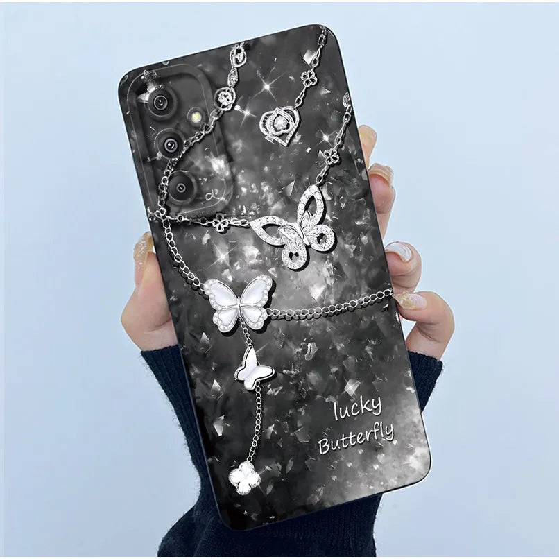 For Samsung Galaxy M34 M35 5G F34 5G Simplicity Flowers Liquid Shockproof Silicone Soft Phone Cover For SamsungM34 5G Case