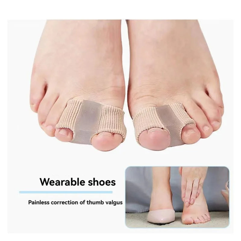 2 PCs Toe Separator Fiber Double Hole Gel Block Big Toe Separator Silicone Men'S And Women'S Fiber Double Hole Set Toe Orthotics