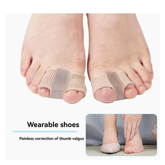 2 PCs Toe Separator Fiber Double Hole Gel Block Big Toe Separator Silicone Men'S And Women'S Fiber Double Hole Set Toe Orthotics