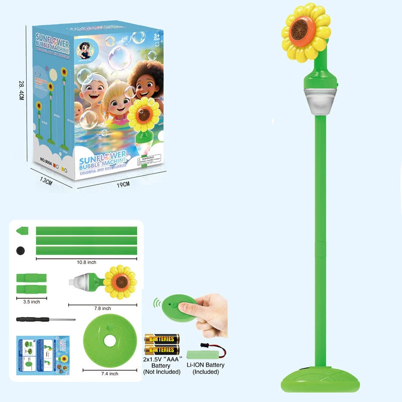 Sunflower Bubble Machine Toy Fully Automatic Lighting Music Back Garden Summer Outdoor Large Party Wedding Gift