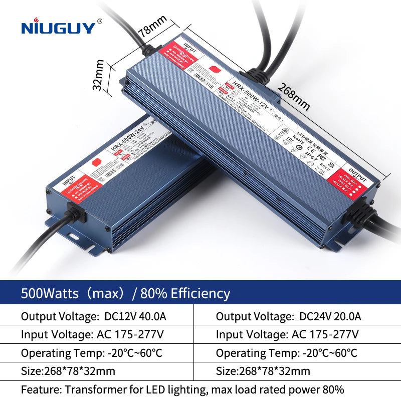 AC/DC waterproof lighting power supply IP6712V 24V outdoor LED driver 600W 500W 400W 300W 200W 100W transformer power supply