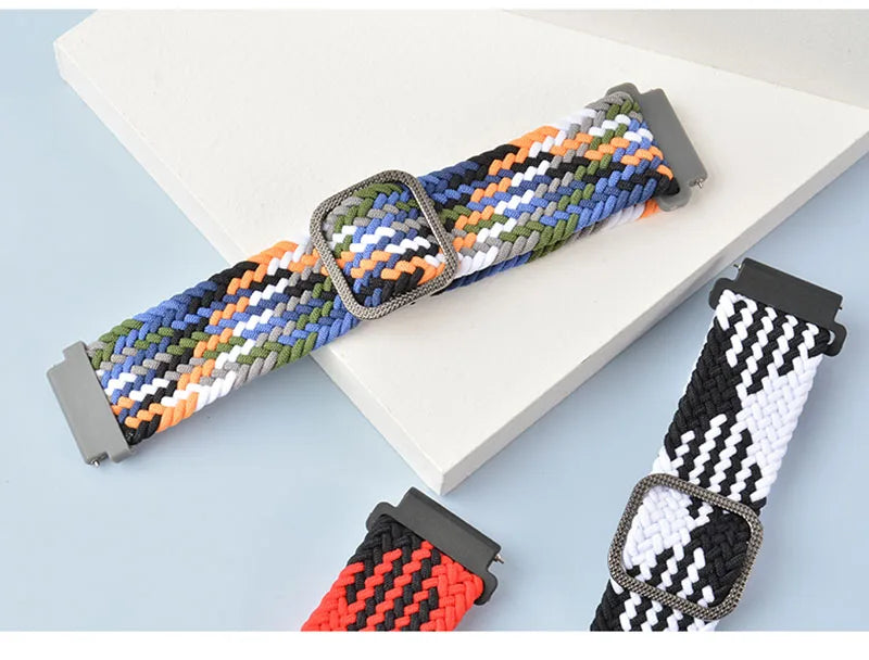 20mm 22mm Elastic Band For Samsung Galaxy Watch 7/6/5/4/FE Active 2 Gear S3 Braided Nylon Strap For Huawei Watch GT 5/4/3/2 46mm