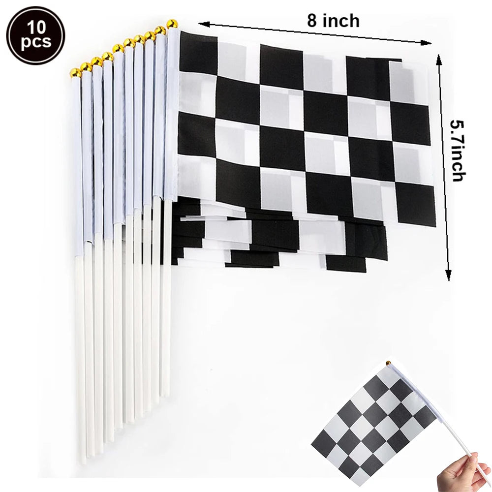 Traffic Cones and Racing Checkered Flags Black White Flags Kids Racing Theme Decorations for Race Car Birthday Party Supplies
