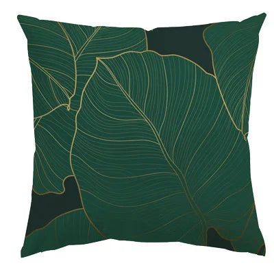 Home Decor Exquisite Green Leaf Pattern Throw Pillow Covers Pattern Cushion Cover Suitable for Sofa Bedroom Car Pillow Cover