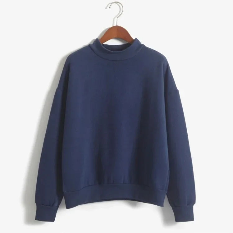 Woman Sweatshirts 2025 Sweet Korean O-neck Knitted Pullovers Thick Autumn Winter Candy Color Loose Hoodies Solid Womens Clothing