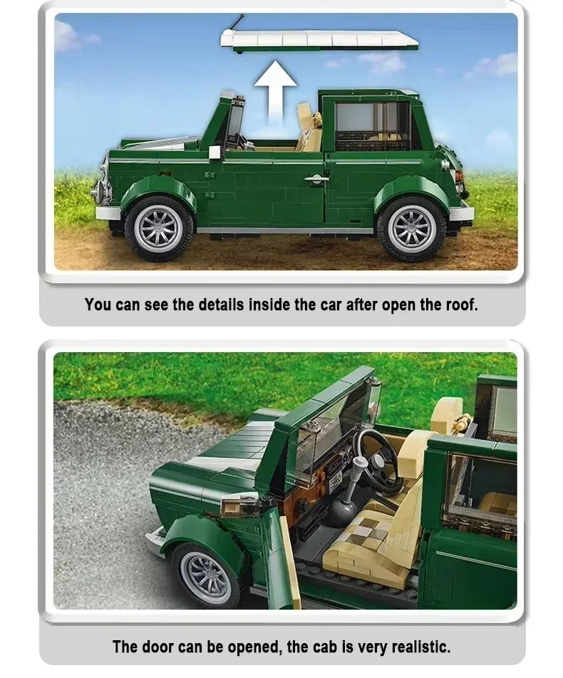 1077PCS Classic Technical Green Model Building Blocks Automobile Vehicle Birthday Christmas Toys Gifts Compatible Education Toys