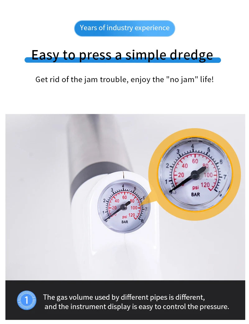 Stainless Steel Toilet Pipe Dredger Pneumatic Household High-pressure Dredging Tool Set Thickened Wall Cylinder Sturdy And Safe