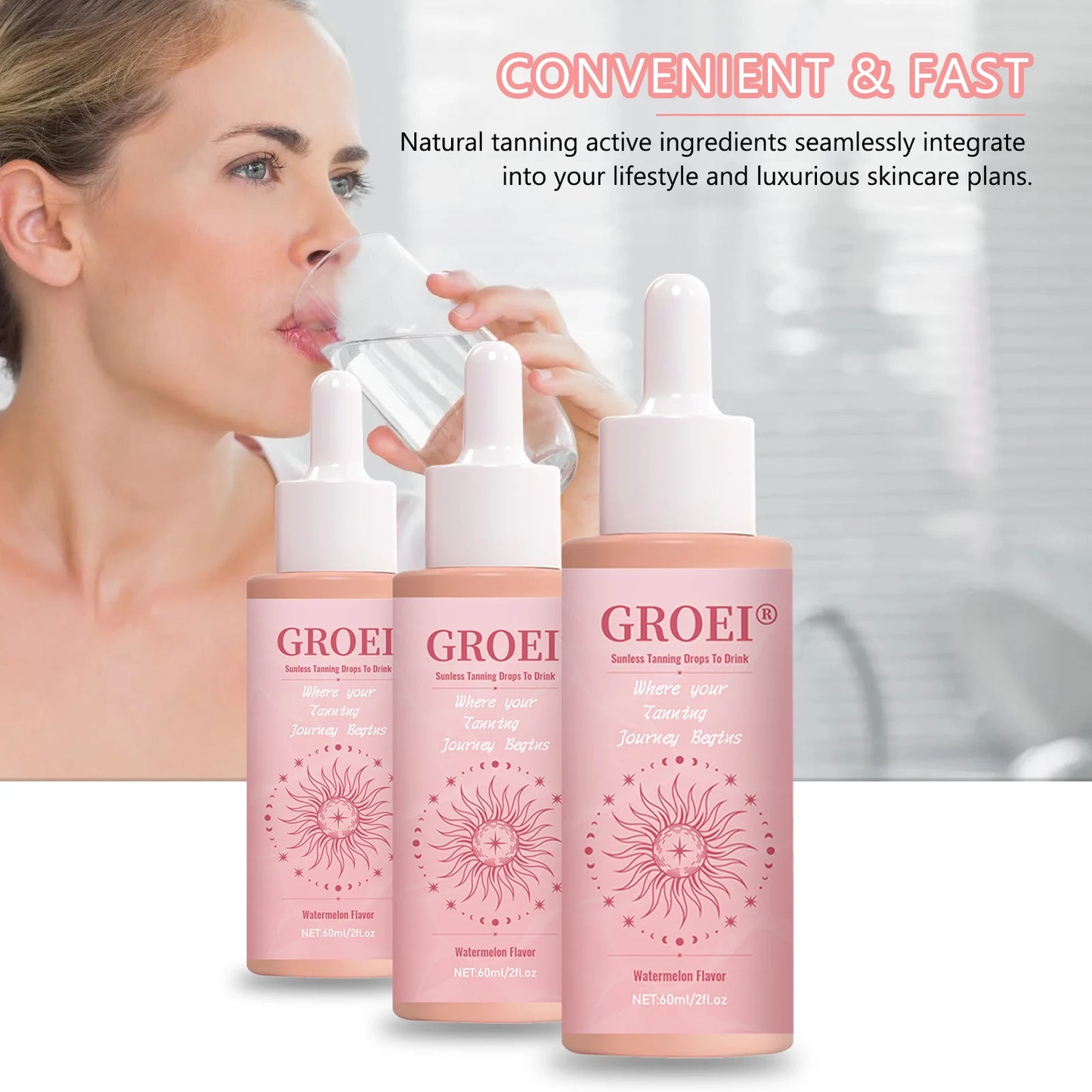 Watermelon Tanning Drops Face Body Long Lasting Bronzer Intensive Bronzing Brown Solarium Sunbeds Moisturizing  Self Tanner