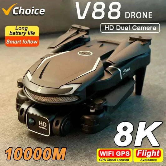 New V88 Mini Drone 4K HD Dual Camera 5G GPS Obstacle Avoidance Photography Optical Flow Foldable Quadcopter Toy UAV