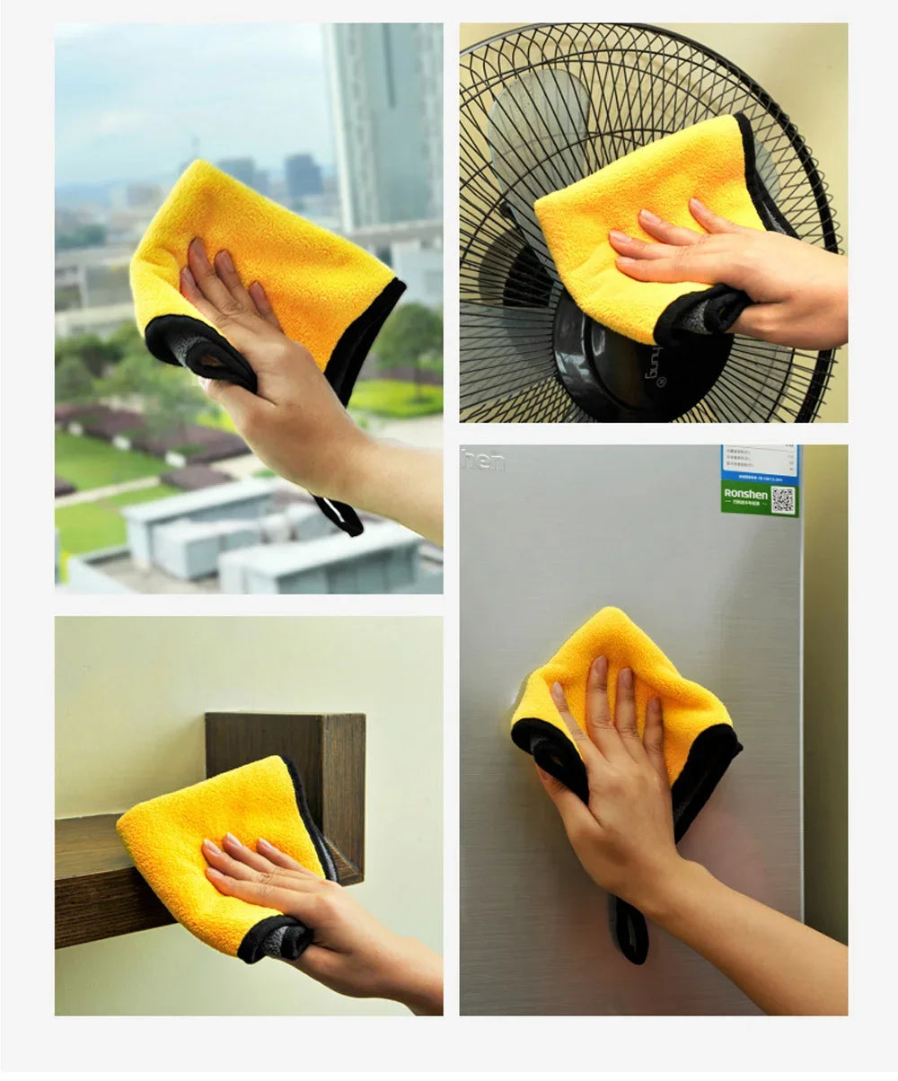 Wholesale and retail Car Wash Towels Cleaning Cloth Absorbent Dry Cloth General Purpose Microfiber Towel Thickened Yellow