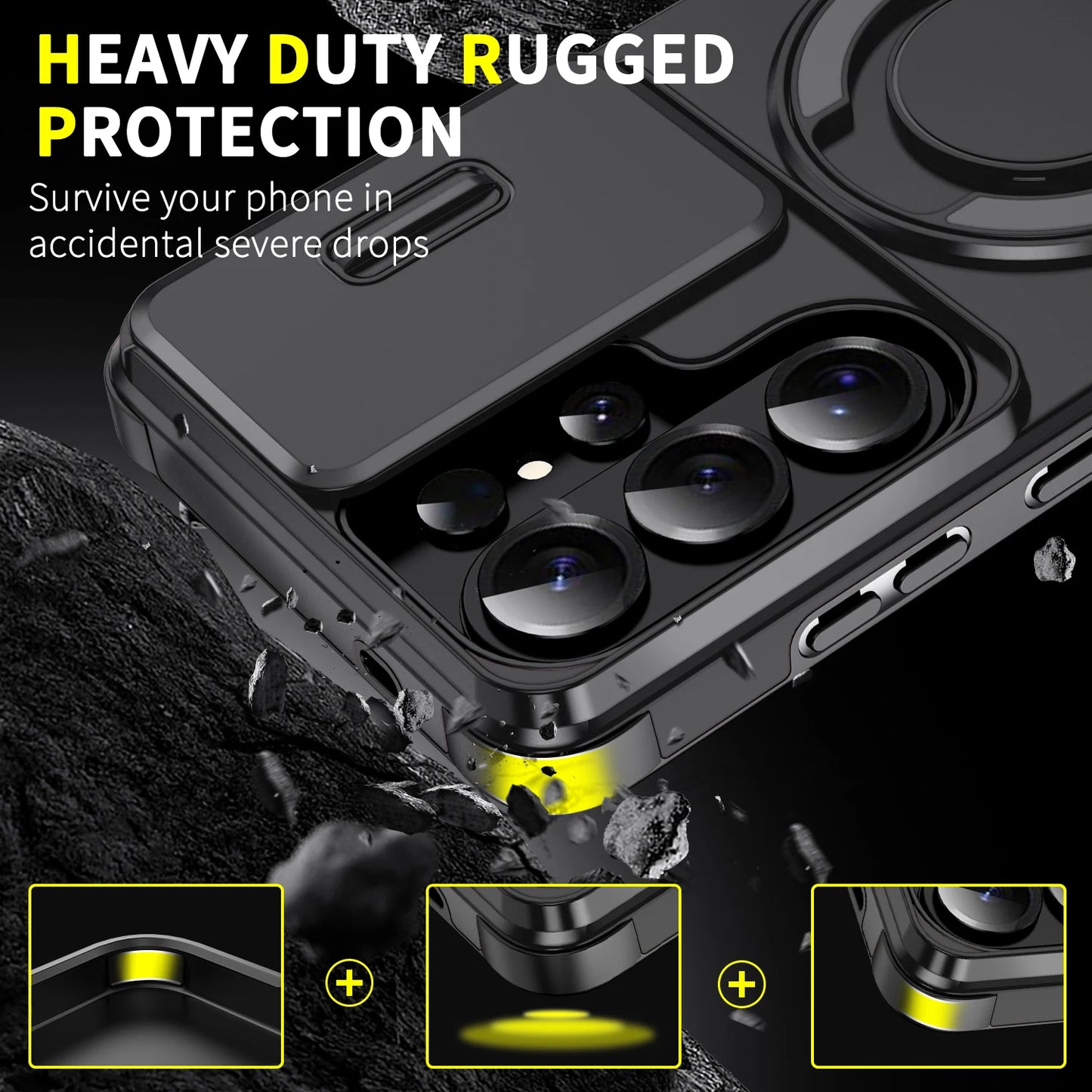 Armor Bag Shockproof Lens Case for Samsung Galaxy S26 Ultra A57 5G S25 FE S23 S24 Plus S21 S22 A17 A37 A56 A36 A16 A55 A35 A15