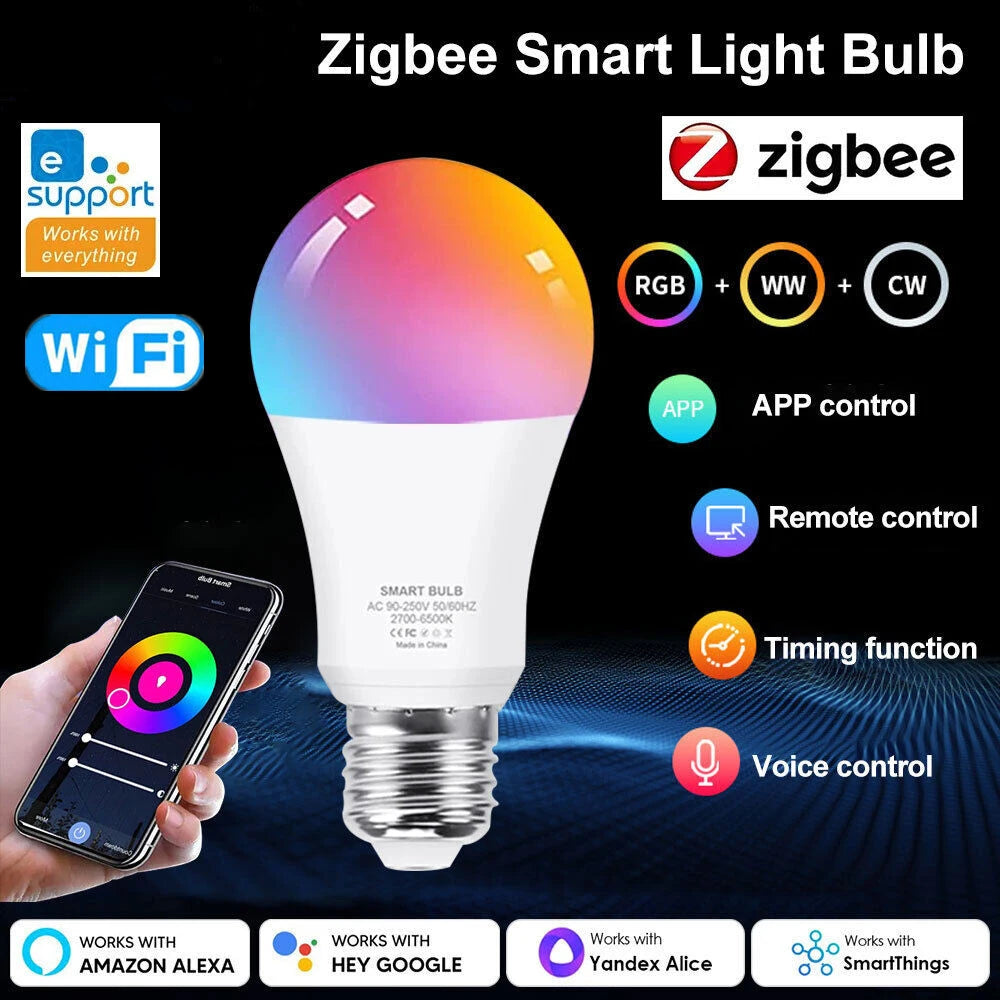 Wifi/Zigbee Smart LED Bulb E27 Ewelink Alexa Lamp RGB Light Bulbs APP/Voice Control Dimmable AC 100-240V For Google Home Alice