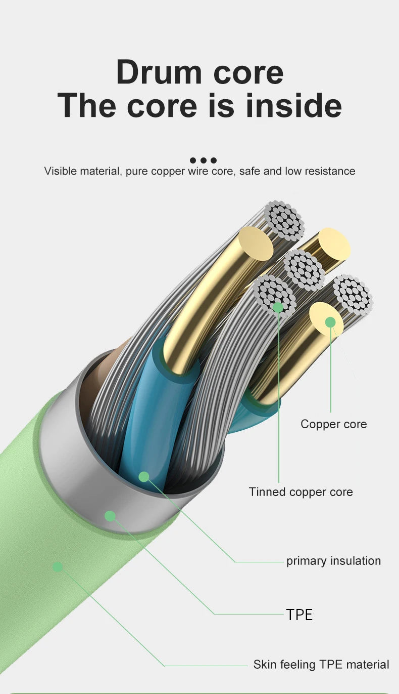 3A USB Cable For iPhone 14 13 12 11 Pro Max Mini XS X 6s 7 8 Plus iPad Liquid Silicone Fast Charging Cable Data Cable