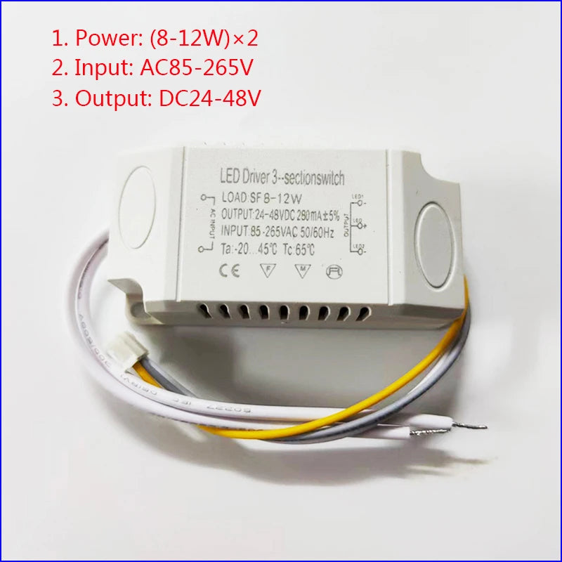 AC Input 85-265V Isolation driver With 3Colors LED transformer (8-12W)×2 (36-50W)X2  for dimmable color-changeable chandelier