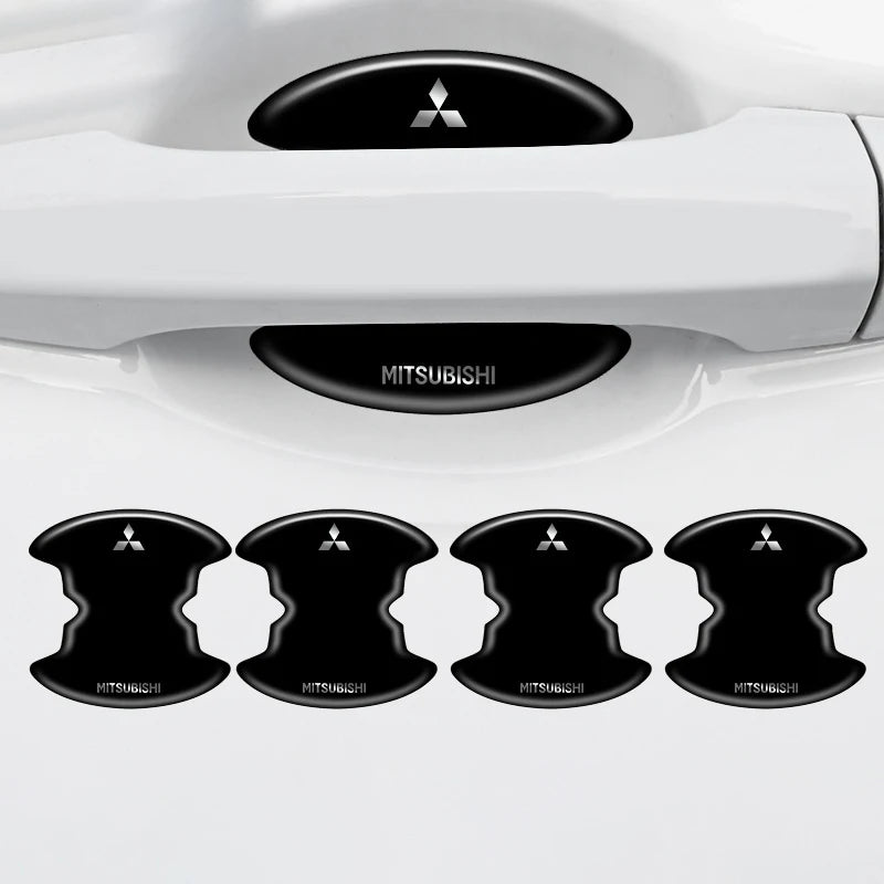 8pcs Car Door Handle Bowl Sticker Anti-collision Protection Strips Decals for Mitsubishi ASX Chaveiro Lancer Outlander Pajero EX