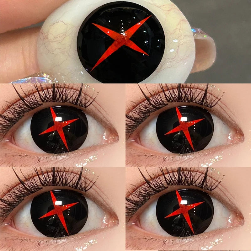 1pair Genshin Arlecchino Cosplay Color Contact Lenses Halloween Scary lens Softlens
