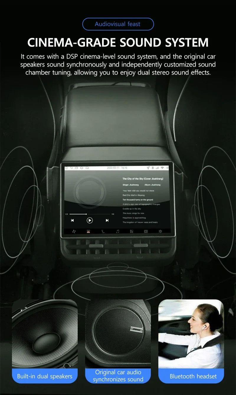 New Style 8.66 Inches Rear Display Android 13 WIFI Entertainment Screen 4G+64G Wireles Carplay Andriod Auto for Tesla Model Y 3