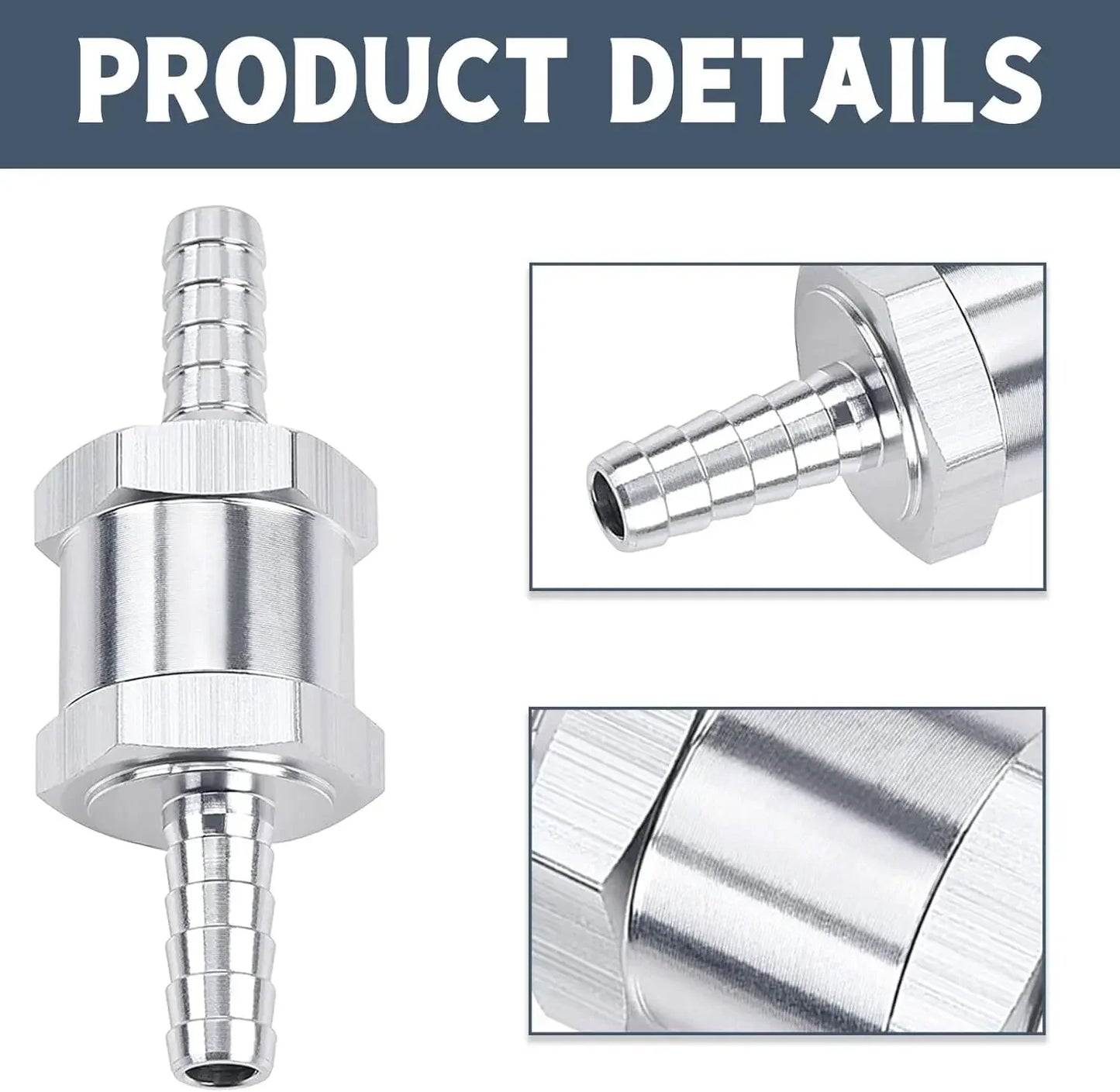 6 8 10 12 14 16mm One-way Non-return Check Valve Fuel Water Gas Air Vacuum Aluminum Alloy Petrol Diesel Water Fuel Line Way