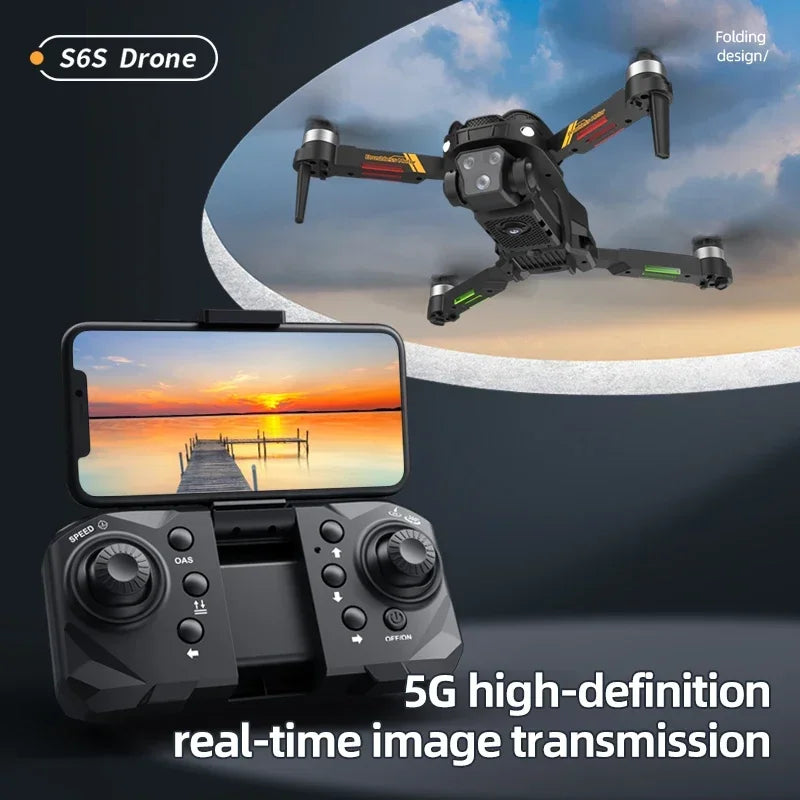 Hot Shark Drone S6S Brushless Professional 8K HD Camera WIFI FPV Obstacle Avoidance Optical Flow RC Foldable Quadcopter Toys