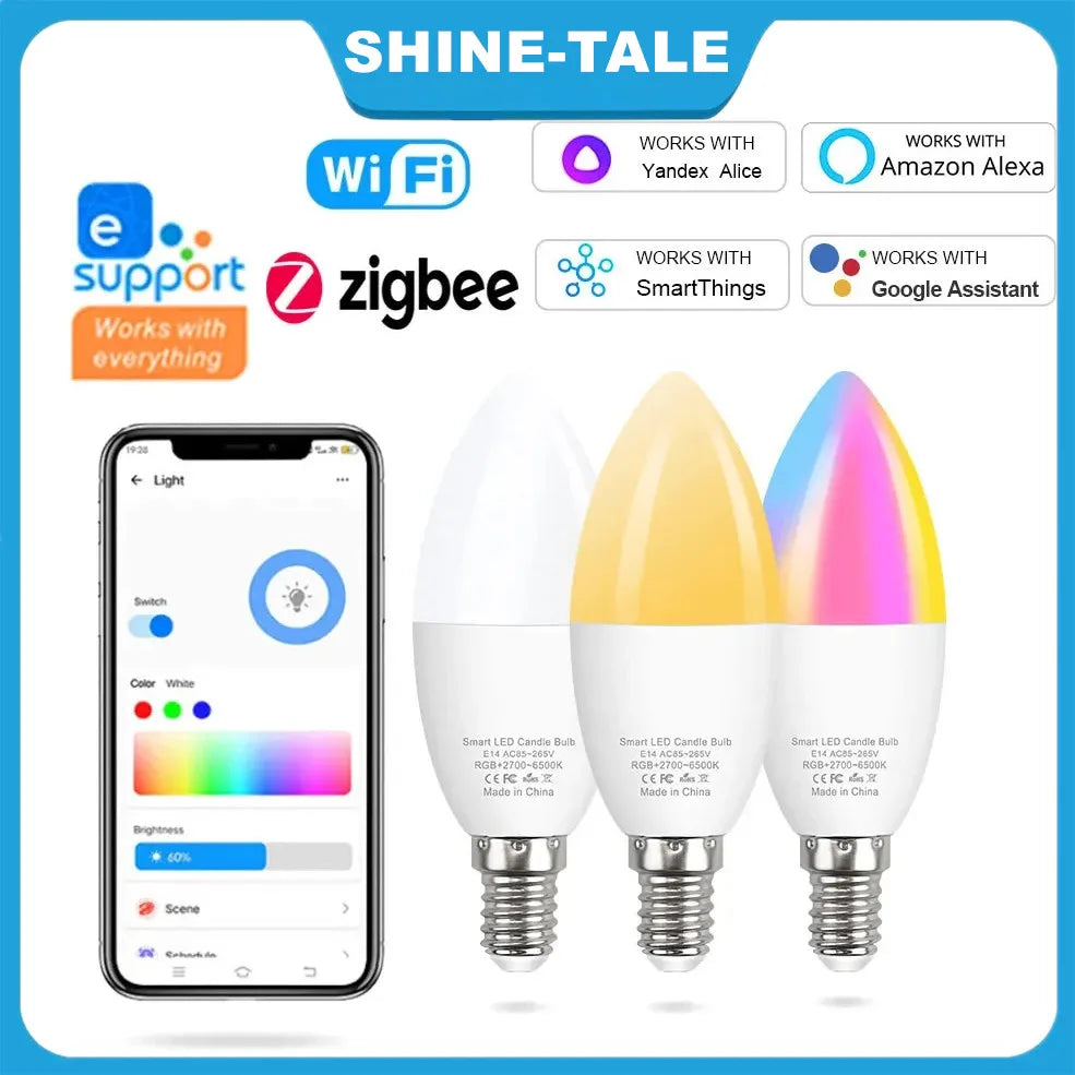 Smart Wifi Led Bulb Light E14 EWelink Zigbee Candle Lamps RGB APP Voice Control Google Home Alice Yandex for Room Home Decor