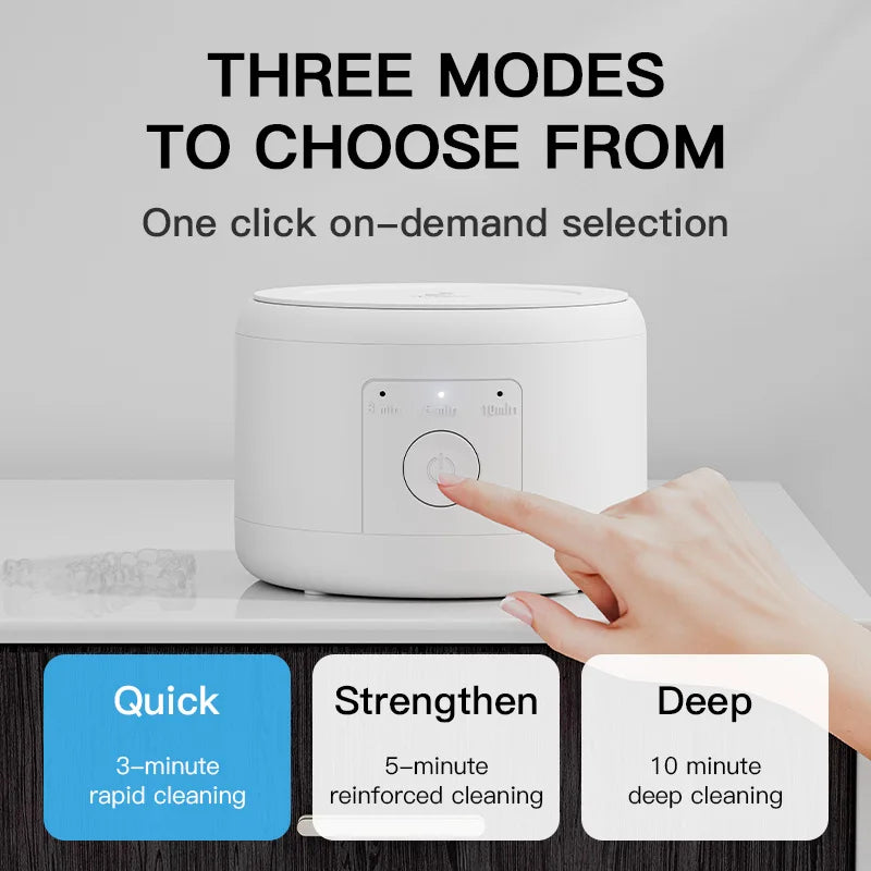Ultrasonic Cleaner Machine, USB rechargeable for Dentures Retainer Mouth Guard Aligner Whitening Trays Personal Oral Supplies