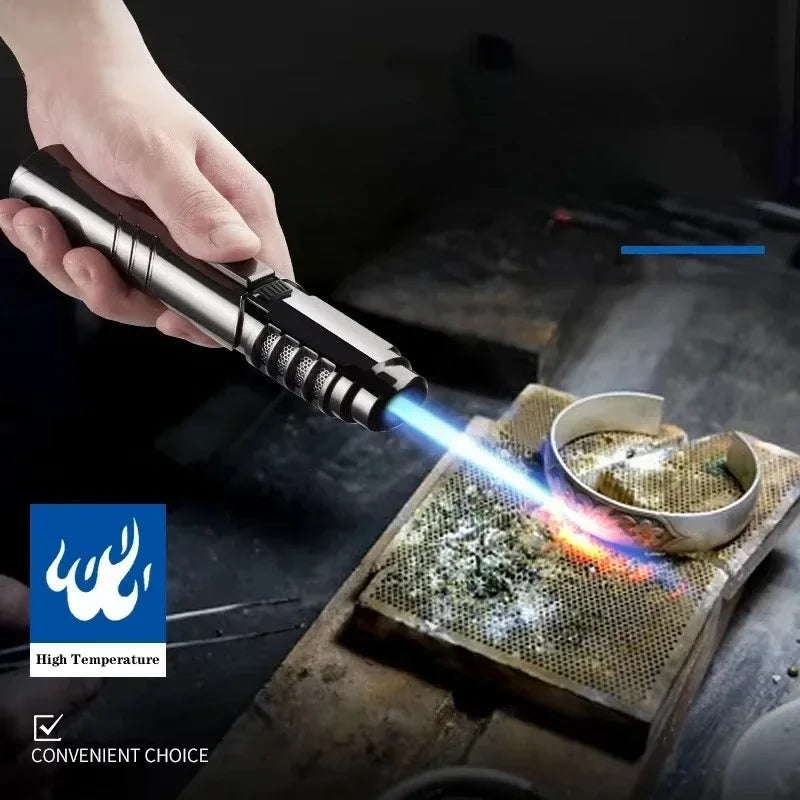 2100° Spray Gun Lighter Metal Outdoor Windproof Blue Strong Flame Spray Gun Lighter Suitable for Kitchen BBQ with Safety Lock