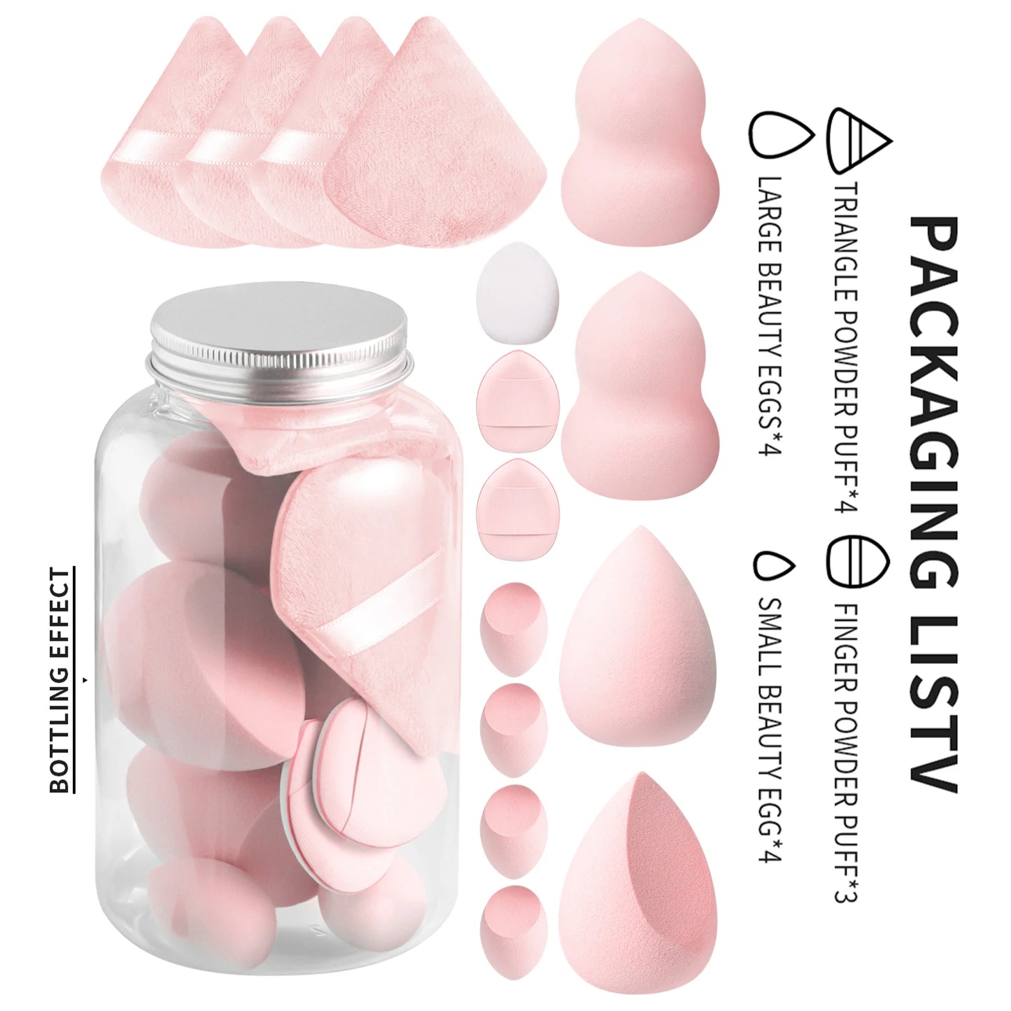 Powder Puff, 15pcs Creative Used for various shapes Storage bucket Dry & Wet Use Powder Puff For Makeup, Foundation