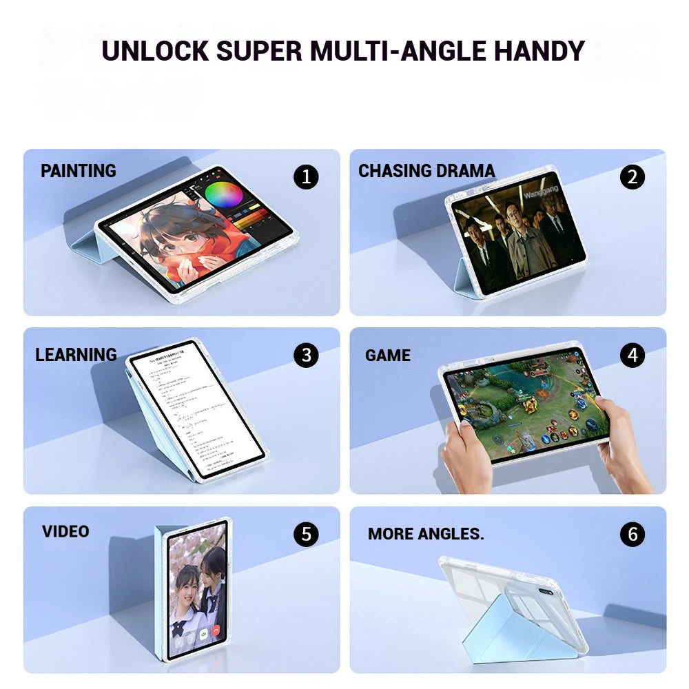 For Samsung Galaxy Tab S10 FE S9 S7 S8 Plus S9 FE S7 FE S9+ S8+ A9 Plus Lite 8.7 S6 Lite S10 FE Plus 13.1 Stand Smart Cover Case