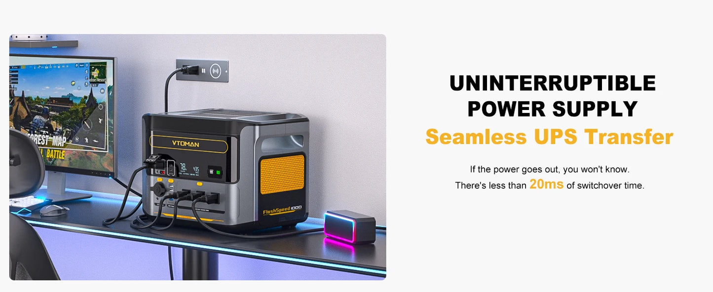 FlashSpeed 1000 Portable Power Station 2000W 828Wh LiFeP04 Battery For Outdoor Camping Tent Travel