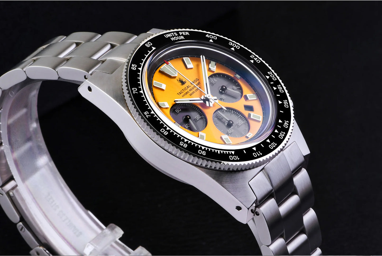 Tactical Frog Chronograph Watch Sapphire Crystal Mirror Ceramic Bezel V2 Solar VS75A Eco-Drive Quartz 20Bar Luminous Mens Watch