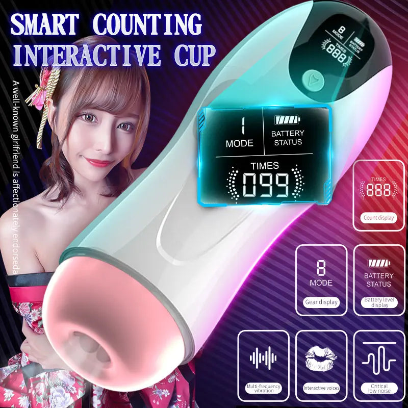 Adult Products Men's Automatic Airplane Cup Sucking Telescopic Intelligent Sound Heating Simulation Channel Sex Masturbation