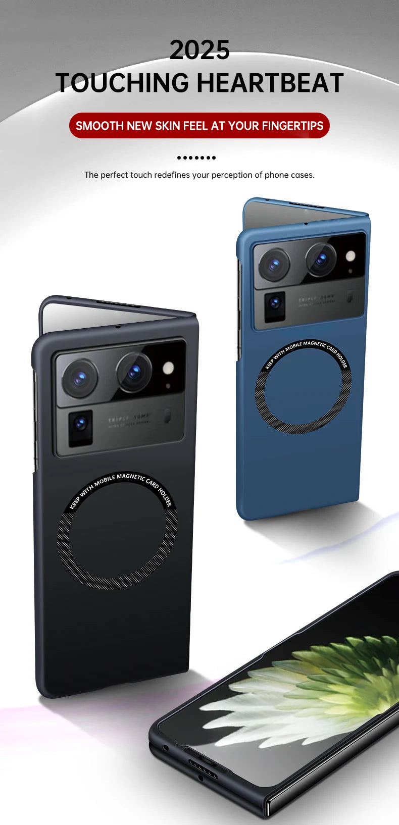For Tecno Phantom V Fold 2 Luxury magnetic wireless phone case Skin-friendly Mobile cover Non-Slip Shockproof Bumper Funda